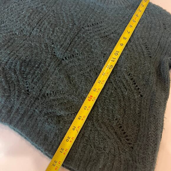 Madewell Everett Cable Knit Sweater Wool Alpace Blend Heather Pine Green Medium - Picture 6 of 7